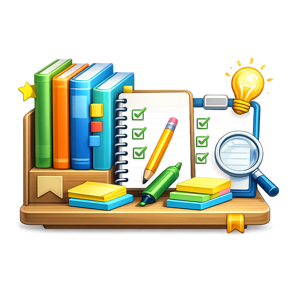 Organized study materials icon