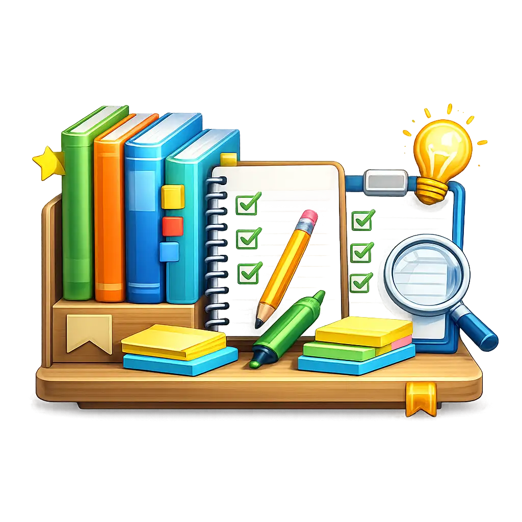 Organized study materials icon